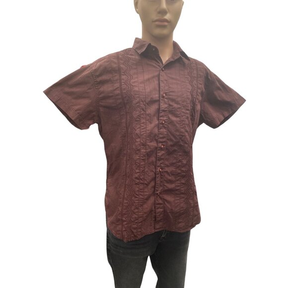 Guess SKU 513 Mens Maroon Short Sleeve Button Up Shirt Size XL - Picture 3 of 9